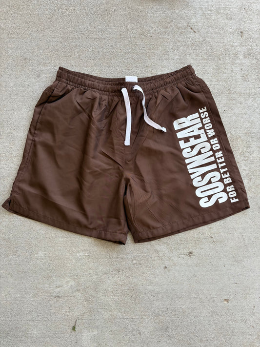 Brown nylon shorts